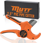 Mutt Tools Professional 2-1/2 Inch PVC Pipe Cutter Tool - Heavy-Duty Ratcheting Pipe Cutter for PVC, CPVC, PEX, ABS Plastic Pipes - Cuts Up to 2.5 Inch Outer Diameter - Plumbing Cutting Tool