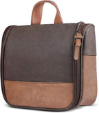 Hanging Toiletry Bag for Men VANCASE Vintage Leather Shaving Dopp Kit Medium Waterproof Travel Bathroom Bags Portable Shower Organizer