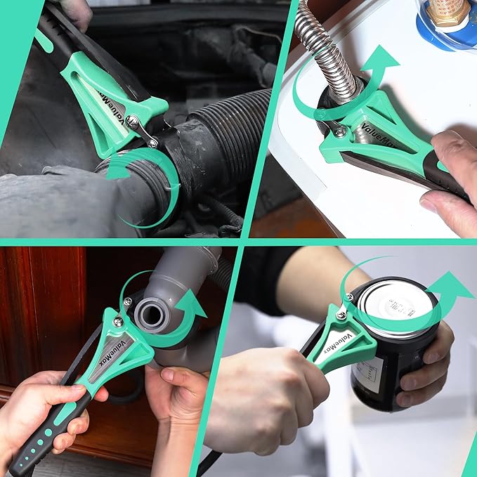 ValueMax 2-piece Strap Wrench Set, Adjustable Oil Filter Wrench with Max Diameter 4" (Small) and 6"(Large) for Shower Head Water Filter, Jar Opener Set, Green