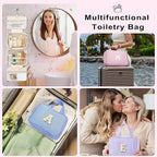 TOPEAST Travel Toiletry Bag - Hanging Toiletry Bag for Women, Large Capacity Personalized Travel Toiletry Bag and Makeup Bag, Portable Travel Organizer for Toiletries, Shampoo, Cosmetics - Letter C