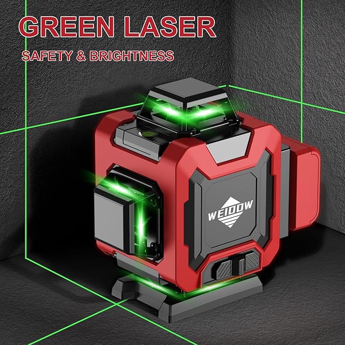 Laser Level 360 Self Leveling with Tripod,WEIDDW 4D Lazer Level,4x360° Cross Line Laser for Construction Project Renovation,Floor Tile, Laser Level Lines Tool