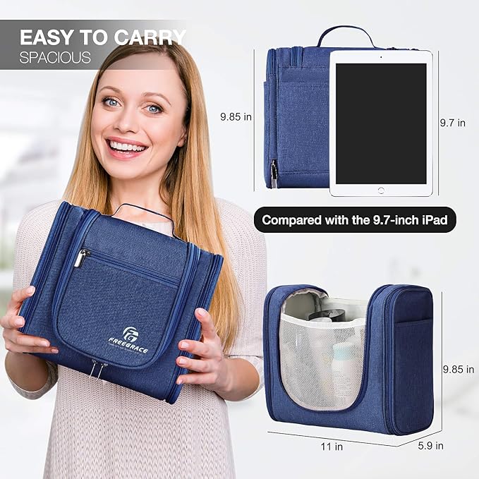 Hanging Toiletry Bag Extra Large Capacity | Premium Travel Organizer Bags For Men And Women | Durable Waterproof Nylon Bathroom, Shower, Makeup Bag For Toiletries, Cosmetics, Brushes