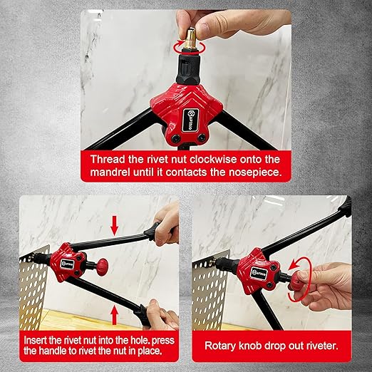 Rivet Nut Tool Kit,14-Inch Rivnut Tool Kit with 12 Metric and SAE Mandrels, 180Pcs Rivet nut Assortment Kit, Designed for Labour Saving