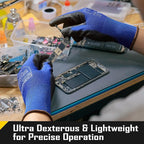 COOLJOB 12/60 Pairs Safety Work Gloves Pack Bulk with Grip PU Coating, 13 Gauge Seamless Knit Gloves with Polyurethane Dipped for Warehouse Working, Breathable Lightweight for Men Women, Blue Small