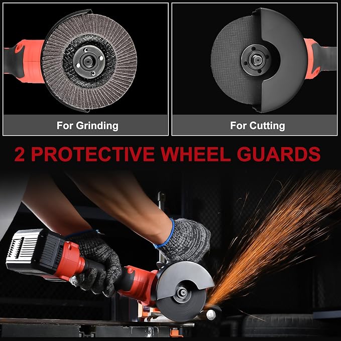 AOBEN Cordless Angle Grinder 4-1/2 inch, 21V Battery Grinder Tool, Power Electric Grinders, Brushless Motor, 2x4.0Ah Battery & Fast Charger, for Cutting, Griding, Polishing