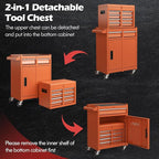 Goplus Tool Chest, 5 Drawers Rolling Tool Cabinet with Detachable Top Toolbox, Universal Lockable Wheels, Lock Bar, Protective Liner & Tool Rack, Metal Tool Storage Cart, Tool Box for Garage Workshop