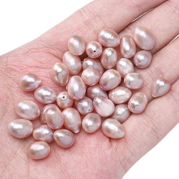 Natural Pearl Beads Rice 8-9mm Purple Freshwater Cultured Loose Gemstone Beads for DIY Jewelry Making 13.8''/Strand HQ