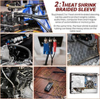 2 in 1 Heat Shrink Braided Sleeving 1-3/8 inch Cloth Wiring Harness Loom Abrasion Resistant Sleeve for Protection Cable/Sheath (34mm ID-29ft)