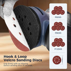 Orbital Random Sander Tool, 360W, 13000 Rpm, 150 * 150Cm, 6 Variable Speeds With Dust Bag, Wood Mouse Palm Hand Sander, Detail Power Rotary Electric Sander, Small Handheld Mini Rotary Sander