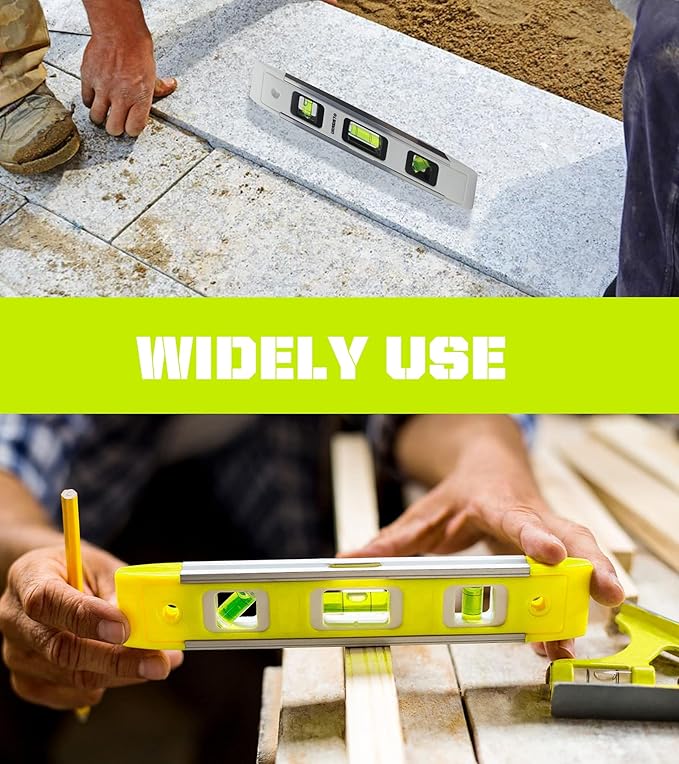 9 Inch Magnetic Box Level Torpedo Level with 45°/90°/180° Bubbles, Small Measuring Tool