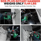 1-1/4" SDS-Plus Rotary Hammer Drill, 12.5 Amp 3 Functions Corded Vibration Control Rotomartillo with Safety Clutch for Concrete, Includes 3 Drill Bits, 2 Chisels, Carrying Case