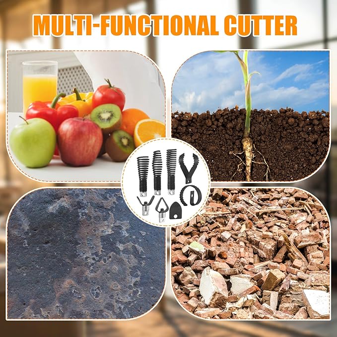 17 Pcs Drain Cleaning Tools, Drain Snake Drill Attachment Cutter and Auger Set, Plumbing Auger Compatible with 50ft-100ft Sewage Cleaning Machines Fits 5/16 Inch to 3/4 Inch Snake Cables