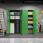 Pataku Metal Storage Cabinet, 72" Garage Cabinet with Doors and Shelves Lockable Steel Multifunctional Cabinets, File Cabinets for Home, Office, Warehouse(Black Green)