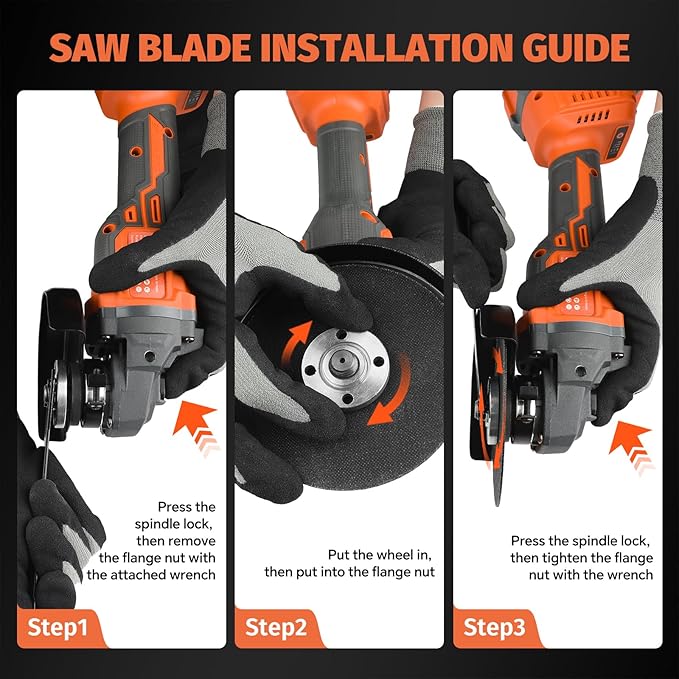 20V Cordless Angle Grinder - High - Power 8500RPM, 4.0Ah Battery, 3 - Speed Adjustable, with 4-1/2" Grinding Discs & Other Accessories & Tool Bag - Works on Metals, Woods, Plastics