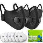 BASE CAMP Upgrade M Plus Dust Mask 2 Pack, Breathable Reusable Dust Face Mask with 6 Activated Carbon Filters for Woodworking Construction Mowing Grinding