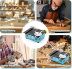 Mini Table Saw, 96W Dual Motor Control 4 Blades Set Cut Thickness 12MM 0-90° Adjust Small Table Saw for Hobby DIY Model Wood Cutting