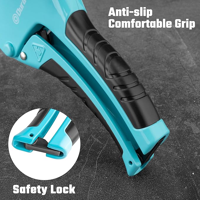 DURATECH Ratchet PVC Pipe Cutter, Cuts up to 1-5/8" PEX, PPR, PE and Plastic Hoses, with PTFE-Coated Sharp Blade,Suitable for Home and Plumbing Repairs