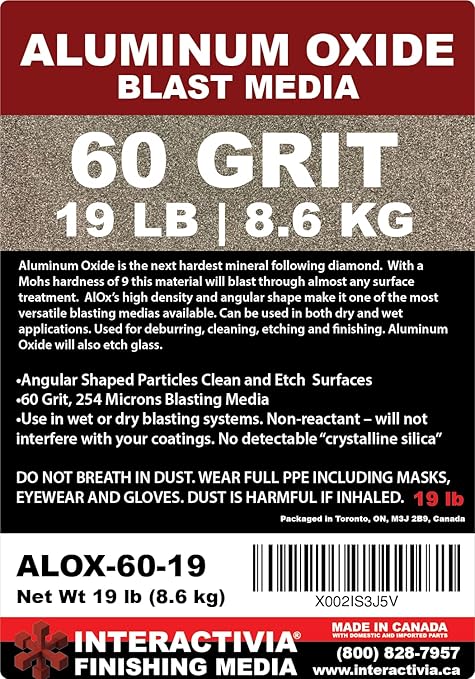 #60 Aluminum Oxide - 19 LBS - Medium Sand Blasting Abrasive Media for Blasting Cabinet and Blasting Guns.