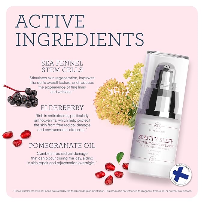 Overnight Eye Serum - Under Eye Serum for Night Time w. Hydrating Elderberry & Sea Fennel Stem Cells, Reduces Under-Eye Bags & Wrinkles, Anti-Aging Eye Serum-VeraVaultWomen