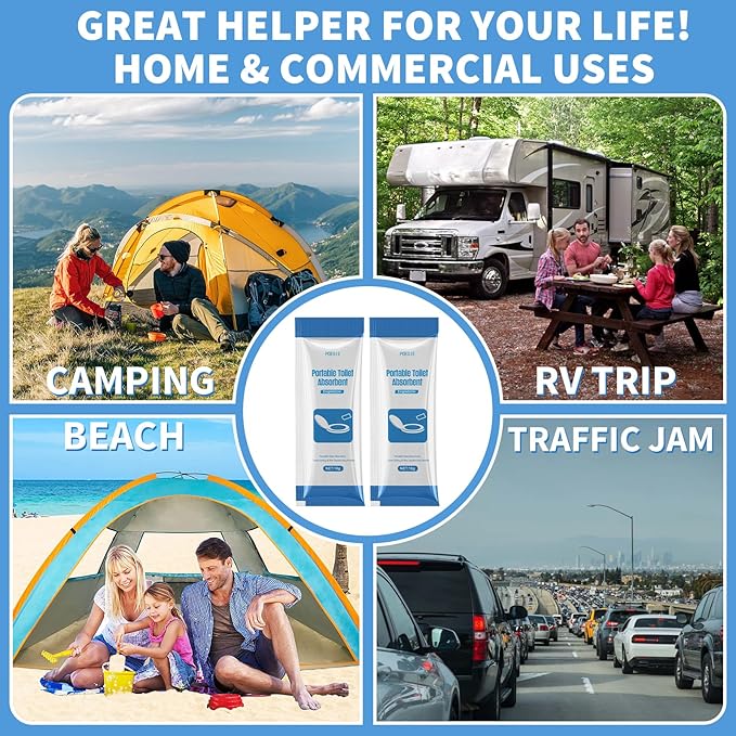 Poesie Poo Absorbent Gel Powder for Portable Toilet Camping Hiking Outdoor Portable Potty Resolution