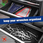 WORKPRO Magnetic Wrench Organizer, 15-Slot Gripper Reverse Wrench Holder for Tool Box, 2-Pack Wrench Rack Fits SAE (1/4” to 1-1/16") and Metric (6mm to 27mm), Flexible Grips, Blue and Red