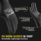 COOLJOB 60 Pairs Safety Work Gloves Pack Bulk with Grip PU Coating, 13 Gauge Seamless Knit Gloves with Polyurethane Dipped for Warehouse Working, Breathable Lightweight for Men Women, Black Large