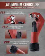 Tube Cutter 1/8" to 1-1/8", Quick Cut Pipe Cutter Tool for Stainless Steel, Aluminum, Brass Tubing