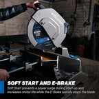 Evolution S14MCS 14" Mitering Chop Saw | Cold Cut Steel Cutting Saw | EVOMAX Intelligent Motor & Blade | 3500+ Cuts | Burr-Free Cuts | Shadow Guide | +/-46° Miter | Soft Start | Reinforced Base
