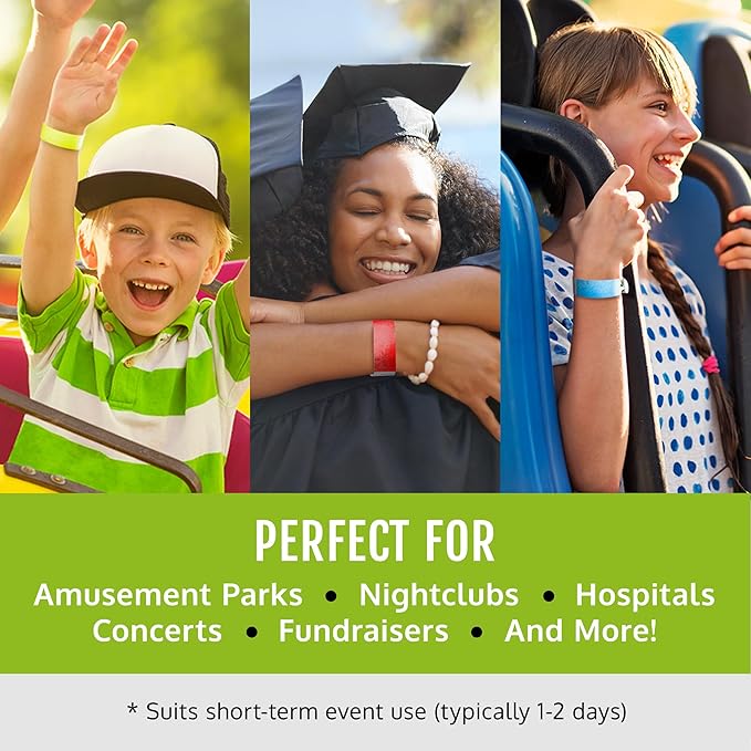 1,000 WristCo Berry Tyvek Wristbands for Events - Comfortable Tear Resistant Paper Bracelets ID Wrist Bands for Concerts Festivals Admission Party Identification