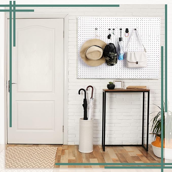 84 Pcs Pegboard Hooks Plastic Straight Hook Fits 1/4" Pegboards Accessories Multiple Size Peg Board Hooks for Craft Storage Tool Room Kitchen Garage Organizer Tools Display (Black)