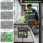 Huepar 360° Laser Level with Tripod 60in, 82Ft - 165Ft Self Leveling Laser Level with Pulse Mode, 3 Brightness Levels Rechargeable Li-ion Battery Green Line Laser Leveler Tool for DIY Indoor Project