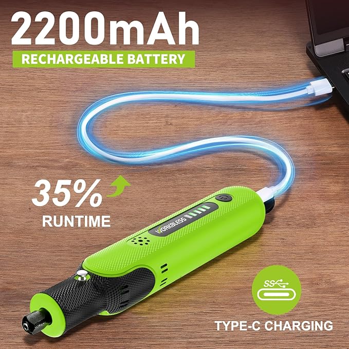 8V Cordless Rotary Tool Kit with 103pcs Accessories, USB-C Charging, 5-Speed 25000RPM mini cordless rotary tool， Power Rotary Tool for Engraving, Sanding, Drilling, Polishing, DIY Crafts