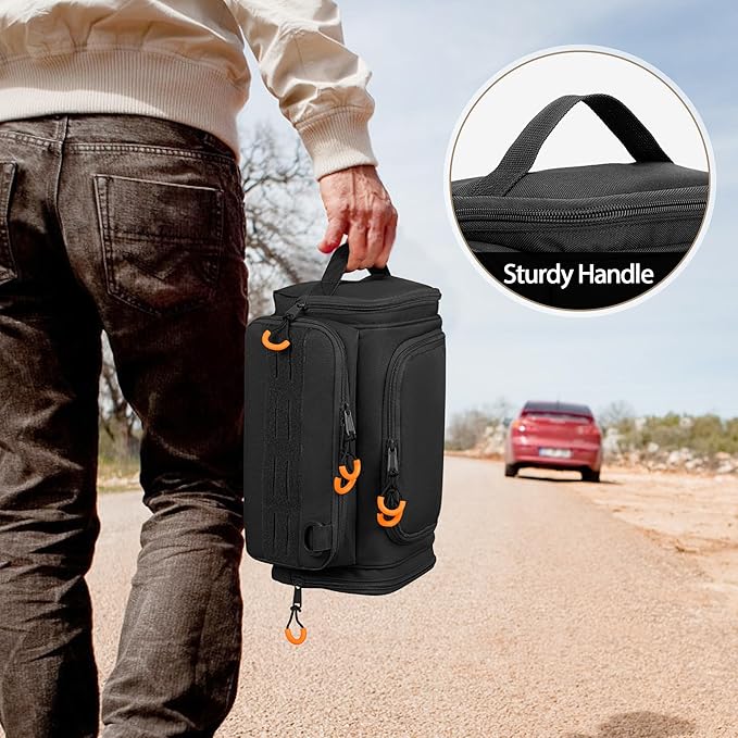 Tactical Toiletry Bag for Men, Hanging Hygiene Bag, Travel Dopp Kit Organizer for Shaving, Shower Essentials and Toiletries, Black (Empty Bag)