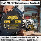 7-1/4 Inch Circular Saw Blade 24T,7-1/4 Saw Frame Circular Saw Blade,Compatible with Skill,Dewalt,Milwaukee Saw,Replacement for Diablo D0724A 7-1/4 Inch Wood Cutting Blade,5/8 Inch Arbor,Pack of 10
