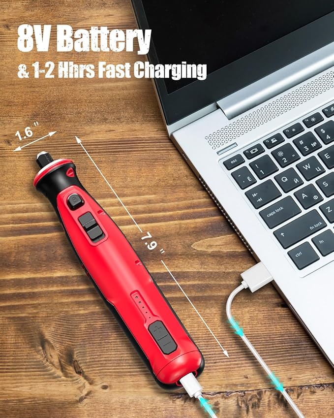 AVID POWER Cordless Rotary Tool 8V Rechargeable Grinding Tool for Dog Nail, 5 Speeds, 60 Pcs Accessories for Carving, Engraving, Sanding, Polishing and Cutting (Light Red)