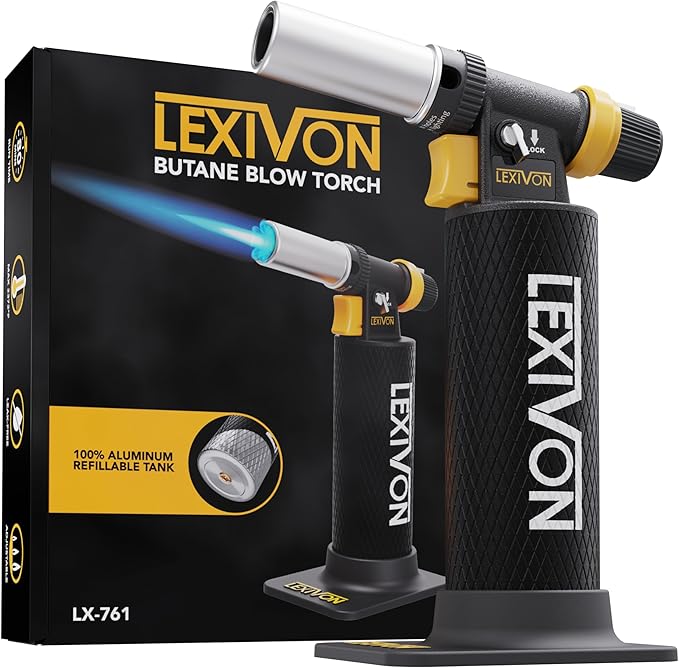 LEXIVON Butane Blow Torch, Heavy-Duty Refillable Lighter with Adjustable Flame and Pro-Grade Aluminum Tank | Ideal for Soldering and Kitchen Tasks (LX-761)