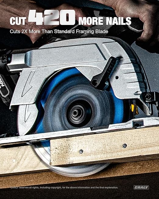 CRALY 8-1/4 Inch 24 Teeth Wood Cutting Framing Circular Saw Blade, 5/8 Inch Arbor, Carbide Tipped, Thin Kerf, Black Ice™ Coating, for Plywood, MDF, OSB, Laminated(C0824FR)