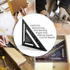 Carpenter Square 12-inch Layout Tool Alloy Metal Triangle Ruler Protractor,Black(MER)