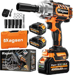1/2 inch Cordless Impact Wrench, High Torque 900Ft-lbs (1200N.m) Brushless Impact Gun,3800RPM,2x4000mAh Battery, 6 Sockets,LED Light,Electric Impact Motor Variable Speeds for Car/Mower/Pickup