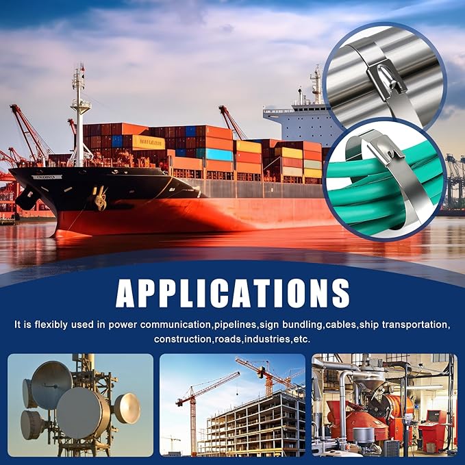 Zhushan Stainless Steel Cable Tie Gun, Auto Tighten & Cut Tool for 4.6–7.9mm Metal Ties, 4-Level Tension, Heavy-Duty & Easy to Use