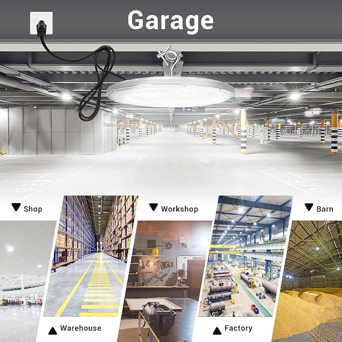 15 Pack 150W UFO Led High Bay Light,120VAC,21050LM 5000K Daylight Area Lighting,IP66 Waterproof 650W MH/HPS with Plug Commercial Bay Lighting for Warehouse/Shop/Workshop/Barn/Gym/Factory