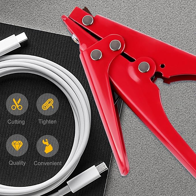 Zip Tie Tool, Zhushan Cutting Tool Fastening Cable Tie Tool with Adjustable Tension to Fasten and Cut Nylon Cable Tie