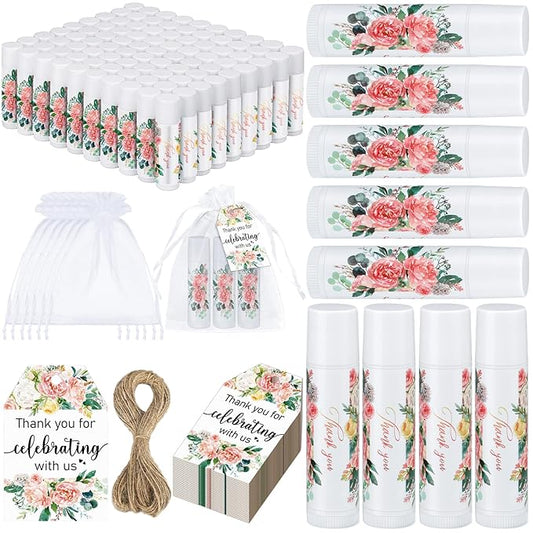100 Pack Thank You Gifts Lip Balm Bulk Party Supplies Employee Appreciation Gifts for Guests Wedding Bridal Shower Bachelorette Gifts Baby Shower Favors for Coworkers Women Homeless Nurse-VeraVaultWomen