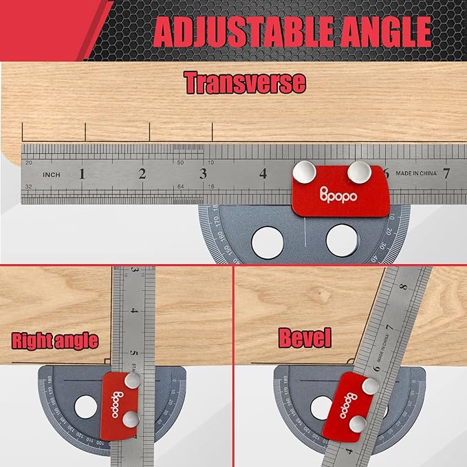 Upgrade Stainless Steel Angle Protractor– Precision 0°-180°Angle Finder for Marking Angle,Straight Line Scribe, Woodworking Angle Measuring Tools, Ruler Included
