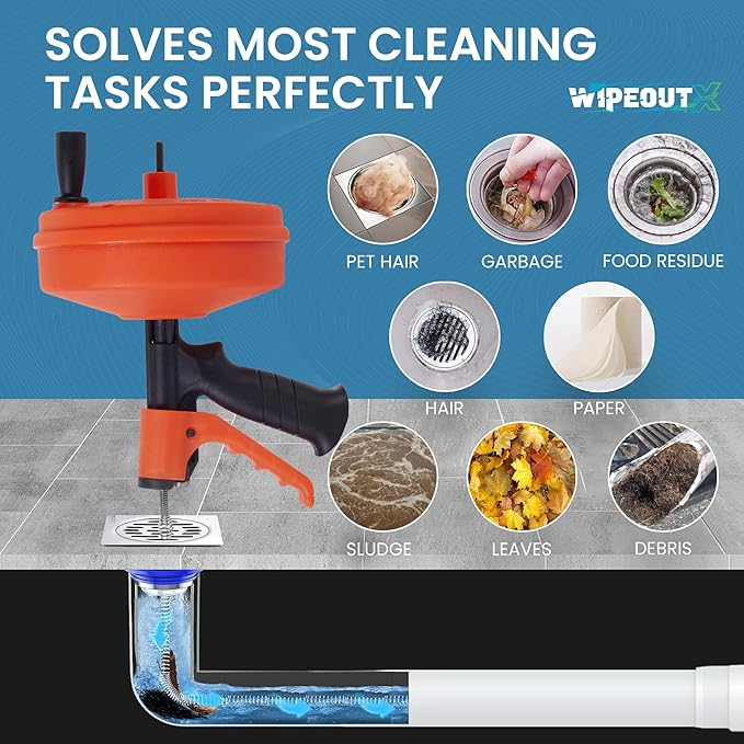 50ft drain auger with Drill Attachment Kit Includes drain snake Gloves Glasses Brushes Plastic Drainers and Bag for Quick Clog Removal