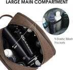 WANDF Travel Toiletry Bag for Men Large Toiletries Shaving Bag Water Resistant Hanging Dopp Kit Travel Accessories Bag for Women Men (Brown)