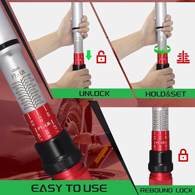 1 Inch Torque Wrench, 24 Tooth Torque Wrench 1'' Drive 200-1000FT.LB/271-1356.7N.M with a Solid Storage Case