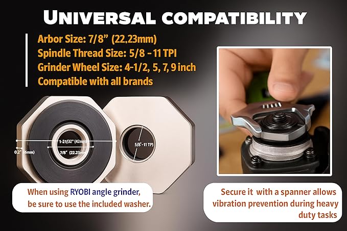 Magic Flange Nut – Angle Grinder Quick Release Lock Nut, 5/8-11 Tool-Free Disc Change, Universal Fit for DeWalt, Makita, Milwaukee Grinders