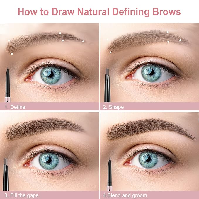 1-Pack Eyebrow Pencil, Brow Pen Dual-ends Thick & Fine Tip Retractable Waterproof Long-lasting Natural Eye Brows Makeup with Eyebrow Trimmer (Dark Brown)