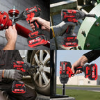 Cordless Impact Wrench 1/2 Inch, 1500 N.m/1106ft-lbs Brushless Impact Gun Compatible with Makita 18V Batteries, 5000 RPM High Torque Electric Power Impact Driver Set for Car Home (Red)